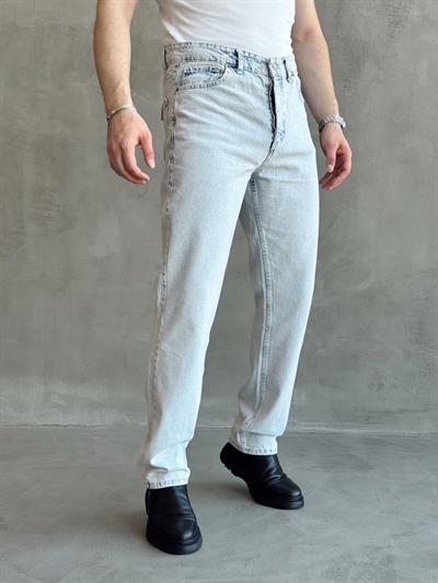 Erkek Baggy Rahat Kalıp Kot Pantolon Jeans-Buz Mavi(E1005) TD:145-1
