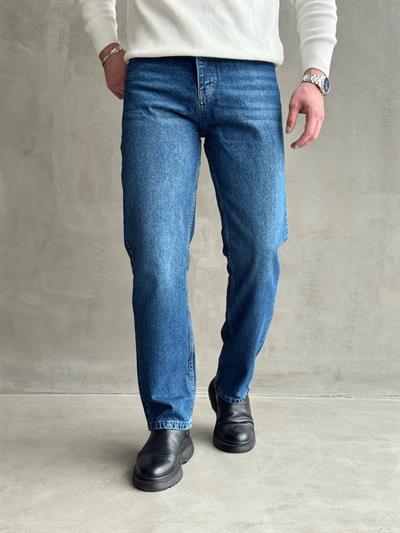Erkek Baggy Rahat Kalıp Kot Pantolon Jeans-Koyu Mavi(E1005) TD:965