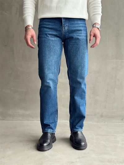 Erkek Baggy Rahat Kalıp Kot Pantolon Jeans-Koyu Mavi(E1005) TD:965