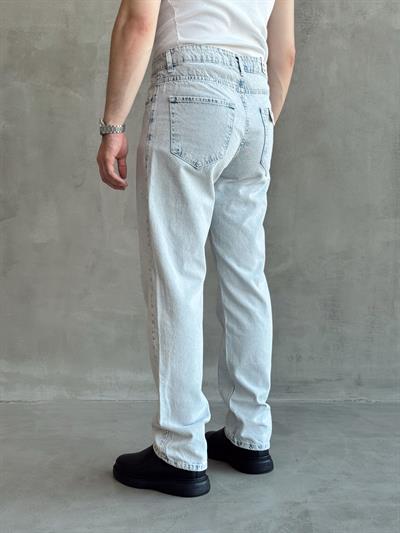 Erkek Baggy Rahat Kalıp Kot Pantolon Jeans-Buz Mavi(E1005) TD:145-1