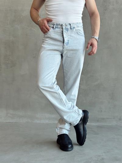 Erkek Baggy Rahat Kalıp Kot Pantolon Jeans-Buz Mavi(E1005) TD:145-1