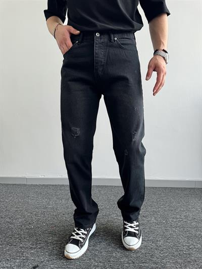 Erkek Baggy Rahat Kalıp Kot Pantolon Jean-Siyah(E1005) TD:179