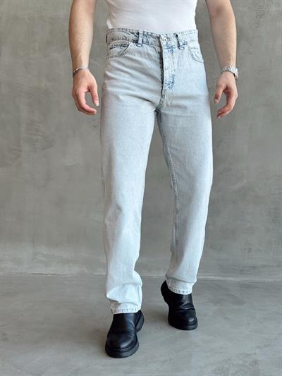 Erkek Baggy Rahat Kalıp Kot Pantolon Jeans-Buz Mavi(E1005) TD:145-1