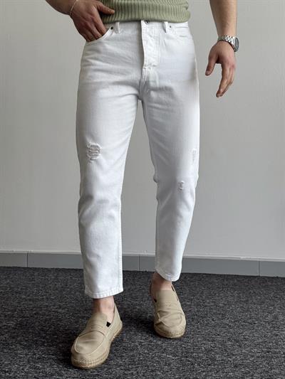 Erkek Boyfrend Rahat Regular Jeans-Beyaz(E1002) TD:404