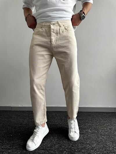 Erkek Boyfrend Rahat Regular Jeans-Ekru(E1002) TD:444-1