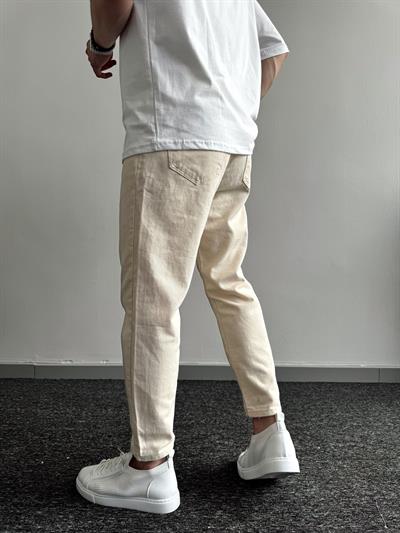 Erkek Boyfrend Rahat Regular Jeans-Ekru(E1002) TD:444-1