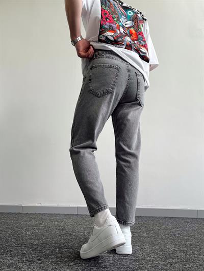 Erkek Boyfrend Rahat Regular Jeans-Füme(E1002) TD:544