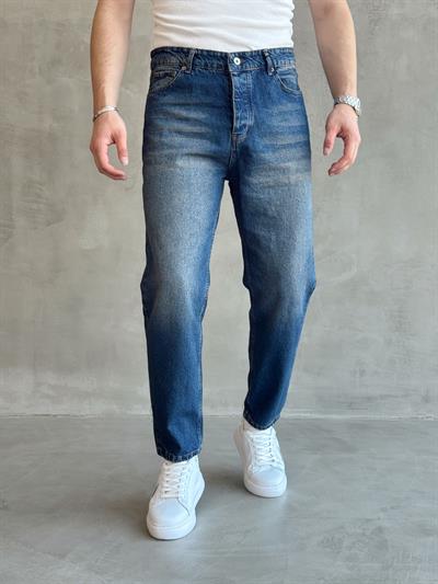 Erkek Boyfrend Rahat Regular Jeans-Stone Blue(E1002) TD:605-1