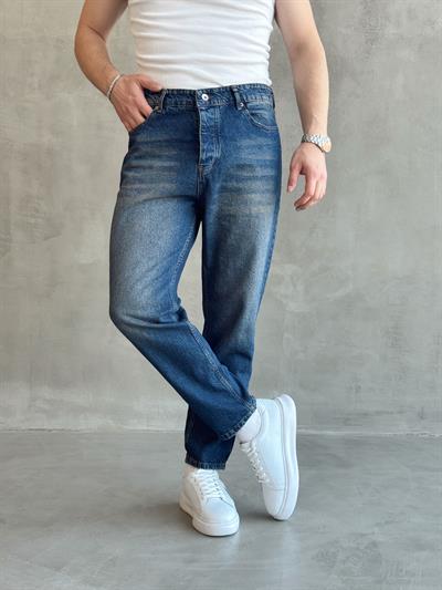 Erkek Boyfrend Rahat Regular Jeans-Stone Blue(E1002) TD:605-1