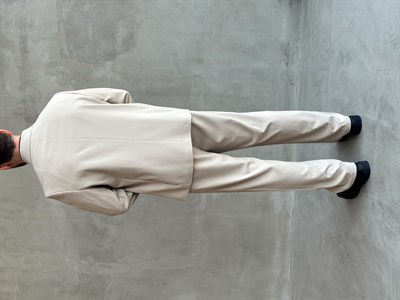Erkek Business Collection Oversize Kalıp Kruvaze Model Takım Elbise-Bej(E1776)