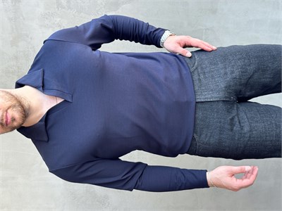 Erkek Business Collection Regular Fit Örme Kumaş Polo Yaka İnce Kazak-Lacivert(E1814)