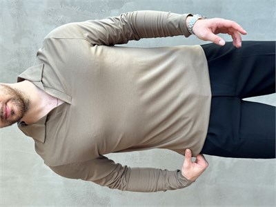 Erkek Business Collection Regular Fit Örme Kumaş Polo Yaka İnce Kazak-Haki(E1814)