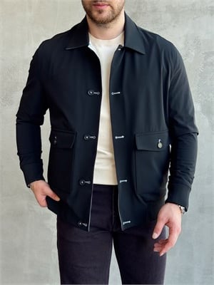 Erkek Business Collection Regular Fit Cep Detay Çift Taraflı Dokuma Ceket-Siyah/Gri(E1813)