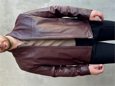 Erkek Business Collection Regular Fit El Yapımı %100 Kuzu Deri Ceket-Kahverengi(E1818)