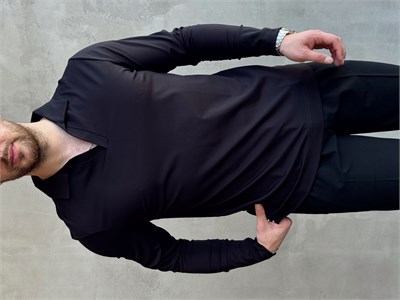 Erkek Business Collection Regular Fit Örme Kumaş Polo Yaka İnce Kazak-Siyah(E1814)