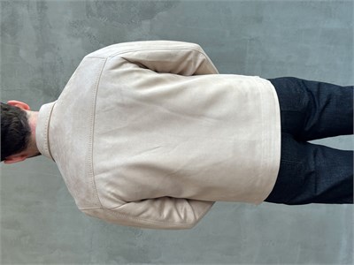 Erkek Business Collection Regular Fit Vintage Düğme Detaylı Süet Deri Ceket-Bej(E1815)