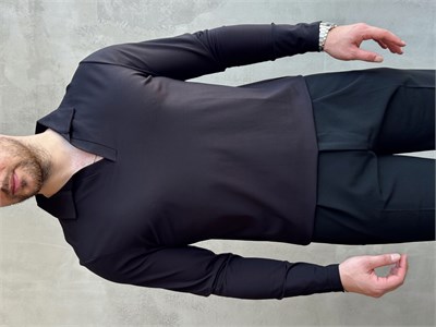 Erkek Business Collection Regular Fit Örme Kumaş Polo Yaka İnce Kazak-Siyah(E1814)