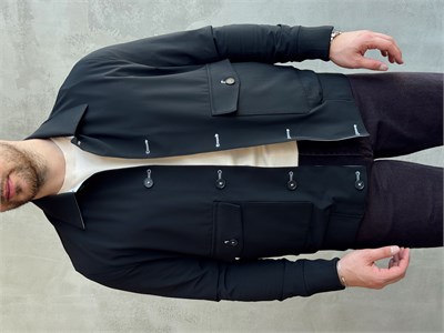 Erkek Business Collection Regular Fit Cep Detay Çift Taraflı Dokuma Ceket-Siyah/Gri(E1813)