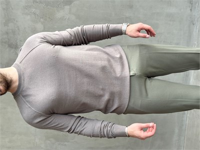 Erkek Business Collection Regular Kalıp Bisiklet Yaka Reglan Kol Triko Kazak-Gri(E1859)