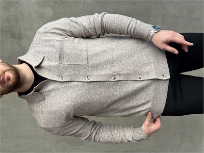 Erkek Business Collection Regular Kalıp Düğmeli Lyocell Triko Hırka-Bej(E1853)