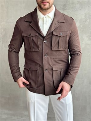 Erkek Business Collection Regular Kalıp Safari Ceket-Kahverengi(E1889)
