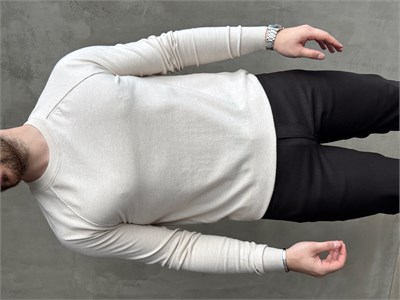 Erkek Business Collection Regular Kalıp Bisiklet Yaka Reglan Kol Triko Kazak-Taş(E1859)