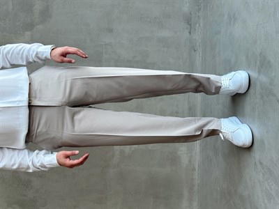 Erkek Business Collection Regular Kalıp Çift Düğme Detaylı Kombinlenebilir Kumaş Pantolon-Taş(E1698)