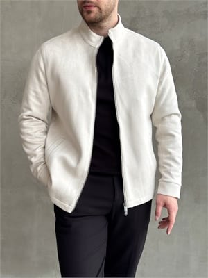 Erkek Business Collection Regular Kalıp Hakim Yaka Basic Süet Ceket-Bej(E1855)