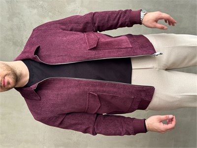 Erkek Business Collection Regular Kalıp Yumuşak Dokulu Cep Detaylı Şönil Örme Kumaş Ceket-Bordo(E1854)