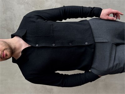 Erkek Business Collection Regular Kalıp Düğmeli Lyocell Triko Hırka-Siyah(E1853)