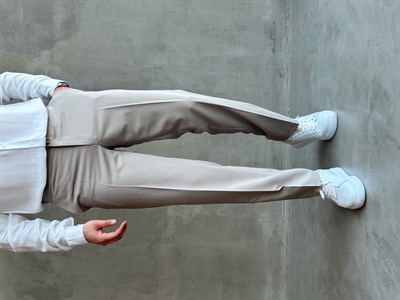Erkek Business Collection Regular Kalıp Çift Düğme Detaylı Kombinlenebilir Kumaş Pantolon-Taş(E1698)