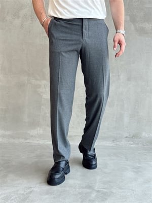 Erkek Business Collection Regular Kalıp Çift Düğme Detaylı Kombinlenebilir Kumaş Pantolon-AntrasitE1698)Ketench