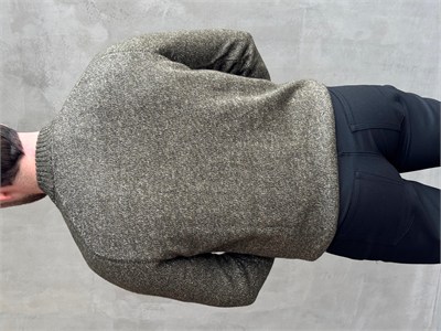 Erkek Business Collection Regular Kalıp Bisiklet Yaka Reglan Kol Triko Kazak-Haki(E1890)