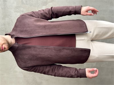Erkek Business Collection Regular Kalıp Hakim Yaka Basic Süet Ceket-Kahverengi(E1855)