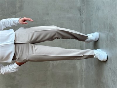 Erkek Business Collection Regular Kalıp Çift Düğme Detaylı Kombinlenebilir Kumaş Pantolon-Taş(E1698)Ketench