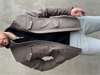 Erkek Business Collection Regular Kalıp Cep Detaylı Safari Ceket-Mink(E1861)