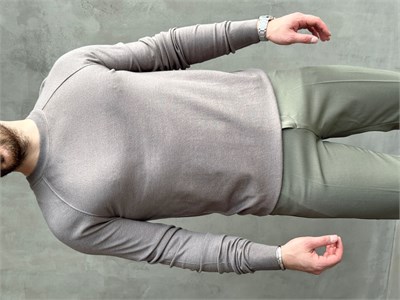 Erkek Business Collection Regular Kalıp Bisiklet Yaka Reglan Kol Triko Kazak-Gri(E1859)
