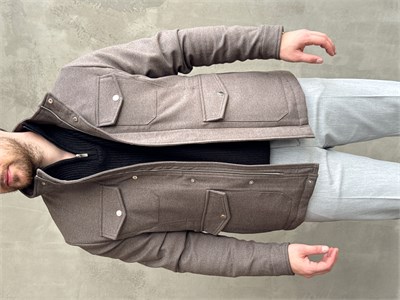 Erkek Business Collection Regular Kalıp Cep Detaylı Safari Ceket-Mink(E1861)