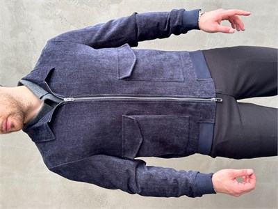 Erkek Business Collection Regular Kalıp Yumuşak Dokulu Cep Detaylı Şönil Örme Kumaş Ceket-Lacivert(E1854)
