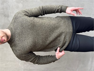 Erkek Business Collection Regular Kalıp Bisiklet Yaka Reglan Kol Triko Kazak-Haki(E1890)