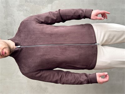 Erkek Business Collection Regular Kalıp Hakim Yaka Basic Süet Ceket-Kahverengi(E1855)