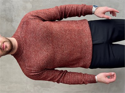 Erkek Business Collection Regular Kalıp Bisiklet Yaka Reglan Kol Triko Kazak-Kiremit(E1890)