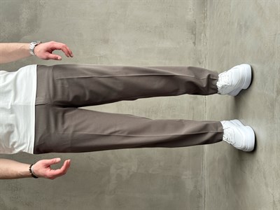 Erkek Business Collection Regular Kalıp Çift Düğme Detaylı Kombinlenebilir Kumaş Pantolon-Füme(E1698)