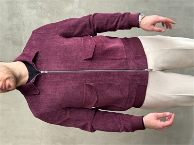 Erkek Business Collection Regular Kalıp Yumuşak Dokulu Cep Detaylı Şönil Örme Kumaş Ceket-Bordo(E1854)