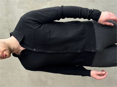 Erkek Business Collection Regular Kalıp Düğmeli Lyocell Triko Hırka-Siyah(E1853)