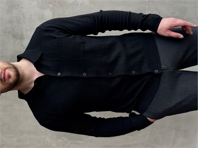 Erkek Business Collection Regular Kalıp Düğmeli Lyocell Triko Hırka-Siyah(E1853)