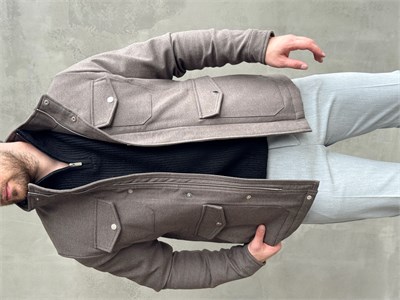Erkek Business Collection Regular Kalıp Cep Detaylı Safari Ceket-Mink(E1861)