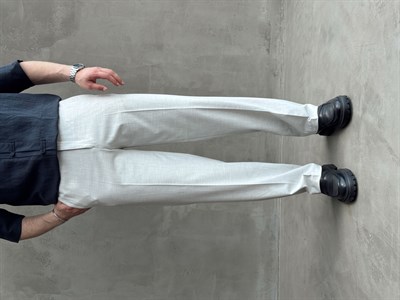Erkek Bussines Colection Baggy Kalıp Çift Düğme Detaylı Kumaş Pantolon-Gri(E1764)