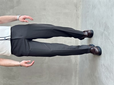 Erkek Bussines Colection Baggy Kalıp Çift Düğme Detaylı Kumaş Pantolon-Koyu Kahverengi(E1764)