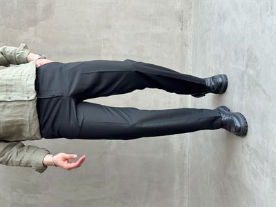 Erkek Bussines Colection Baggy Kalıp Çift Düğme Detaylı Kumaş Pantolon-Siyah(E1764)
